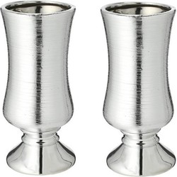 Set van 2x stuks bloemenvaas kelk zilver van keramiek 24 cm - Vazen