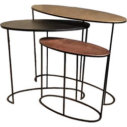 Benoa Moines Antique Tricolore Oval Sidetable 90 cm Set of 3