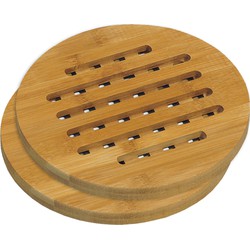 Ronde pannen onderzetter van bamboe hout - 2x - D19 cm - Panonderzetters