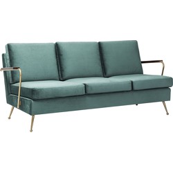 Kare Design Bank Sofa Gamble 3-Zits - Fluweel Stof - Blauw