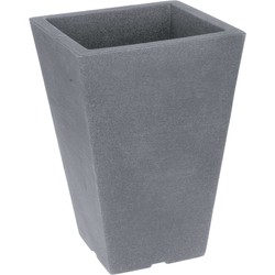 Hoge bloempot voor buiten - kunststof - grijs - 24 x 24 x 35 cm - Plantenpotten