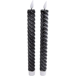 Led dinerkaars Swirl 23 cm - Zwart - 3D vlam - 2 stuks