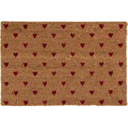 Clayre & Eef Deurmat 60x40 cm Bruin Kokosvezel PVC Hartjes