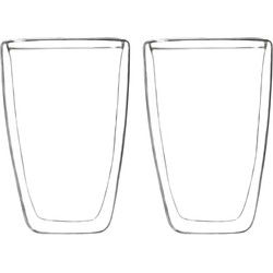2x Koffie/thee bekers dubbelwandig 400 ml - Koffie- en theeglazen