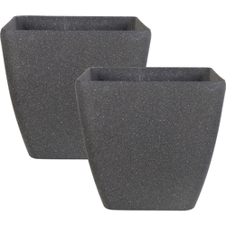 ZELI - Bloempot set van 2 - Donkergrijs - 42 cm - Stenenmix