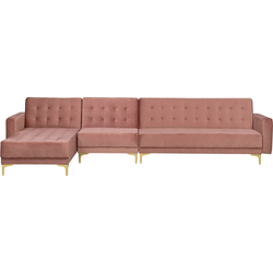 Beliani ABERDEEN - Modulaire Sofa-Roze-Fluweel