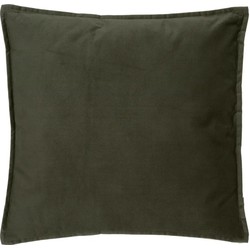 Atmosphera Bank/sierkussens huiskamer Sophia - 55 x 55 cm - Olijfgroen - polyester - met rits - Sierkussens