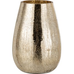 J-line - Windlicht Eivorm Craquele Glas Goud Large - 19x19x26cm