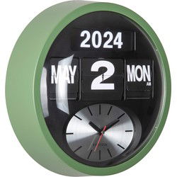 Karlsson - Wandklok Rond Flip - Jungle groen- Ø32,6cm