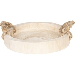 Clayre & Eef Decoratie Dienblad  Ø 35 cm Bruin Hout Rond Serveerschaal