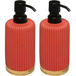 2x Stuks Zeeppompjes/zeepdispensers van kunststeen - rood - 270 ml - Zeeppompjes