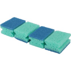 4x stuks blauwe schuursponzen / schoonmaaksponzen viscose - Schuursponzen
