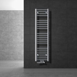 Badkamer radiator middenaansluiting 300x1400 mm chroom recht met wandaansluitset LuxeBath