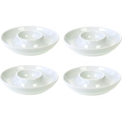 Set van 8x stuks eierdopje van porselein wit 8 cm - Eierdopjes