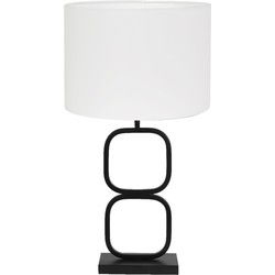 Tafellamp Lutika/Polycotton - Zwart/Wit - Ø30x67cm