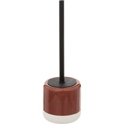 5five Toiletborstel - met houder - rond - rood bruin dolomiet - 37 cm - Toiletborstels