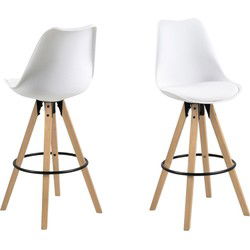 Barkruk - Wit PU leer - Zithoogte 75cm - Ljusvik - Set van 2