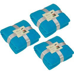 James & Nicholson Fleece bankdeken/plaid - 3x - turquoise - 130 x 170 cm - Plaids