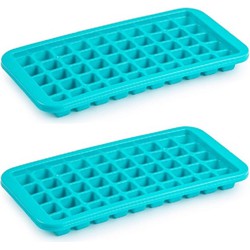 2x stuks Trays met Cocktail ijsblokjes/ijsklontjes vormen 50 vakjes kunststof blauw - IJsblokjesvormen