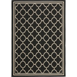 Safavieh Trellis Indoor/Outdoor Geweven Vloerkleed, Courtyard Collectie, CY6918, in Zwart & Beige, 160 X 231 cm