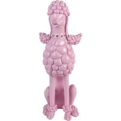 Clayre & Eef Decoratie Beeld Hond Poedel Roze Kunststof