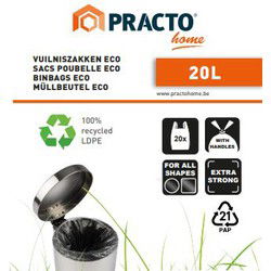 100 Biologisch afbreekbare vuilniszakken 20L met handgreep