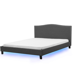 Beliani MONTPELLIER - Tweepersoonsbed met LED-verlichting-Grijs-Polyester