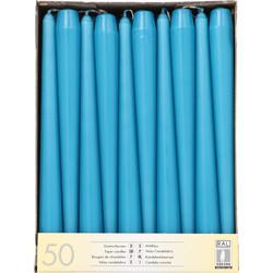 Conpax Candles Dinerkaarsen - 50x stuks - turquoise - 25 cm - Dinerkaarsen