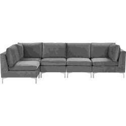 Beliani EVJA - Modulaire Sofa-Grijs-Fluweel