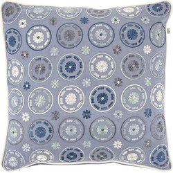 Dutch Decor DILAN - Kussenhoes geborduurd 45x45 cm - denim - blauw - bloemetjes - 100% katoen - Dutch Decor