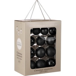 House of Seasons Kerstballen Set - 26 Stuks - Ø7 cm - Glas - Zwart