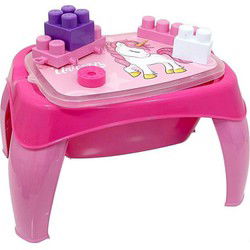 Dolu Eenhoorn Activiteitentafel + 30 Blokken Roze