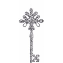 Kerstversiering decoratie hangers zilveren zilveren sleutel 17 cm - Kersthangers