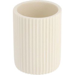 Tendance Tandenborstelbeker 101 - wit - geribbeld - PS - 7x9,5 cm - Tandenborstelhouders