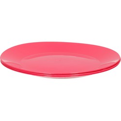 3x ontbijt/diner bordjes van hard kunststof 21 cm in het roze - Campingborden