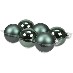 6x stuks glazen kerstballen emerald groen (greenlake) 8 cm mat/glans - Kerstbal