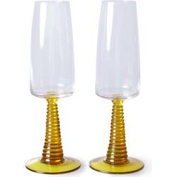 HKliving special swirl champagne glass yellow (set of 2)