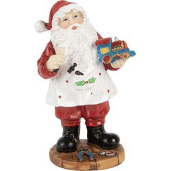 Clayre & Eef Kerstdecoratie Beeld Kerstman 13 cm Rood Kunststof