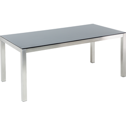 Beliani GROSSETO - Tuintafel-Zwart-Veiligheidsglas, RVS