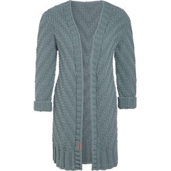 Knit Factory Sally Gebreid Dames Vest - Stone Green - 40/42 - Grof gebreid