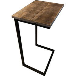 Bijzettafel Van Mangohout - Bijzettafeltje - Laptoptafel - Bruin - Industrieel - 38  x 30  x 65 cm