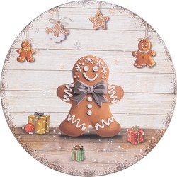 Clayre & Eef Onderbord Ø 33 cm Beige Bruin Kunststof Rond Gingerbread man