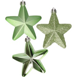 Kerstornamenten kunststof sterren 6x st groen 7 cm - Kersthangers