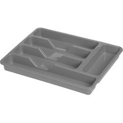 Excellent Houseware Bestekbak/keuken Organizer - 5-Vaks - Grijs - 33,5 x 26,5 x 3,5 cm - Bestekbakken