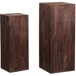 PTMD Zuil Riko - 35x35x90 cm - Hout - Bruin- Set van 2