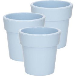 Hega Hogar Plantenpot - 3x - lichtblauw - kunststof - 25 x 25 cm - Plantenpotten