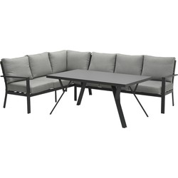 Sergio lounge-diningset - 3-delig - links - carbon black -licht grijs