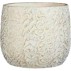 Mica Decorations Bloempot Arthur - 32x32x25 cm - Terracotta - Gebroken Wit