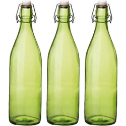 Bormioli rocco set van 4x stuks weckflessen groen beugeldop glas van 1 liter - Weckpotten