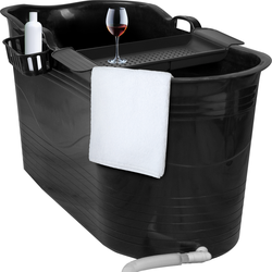 Zitbad Mira - Bath Bucket XL - Inclusief badrek - 400L - Ligbad 122 cm - Zwart